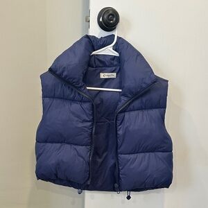 Cropped Blue Puffer Vest